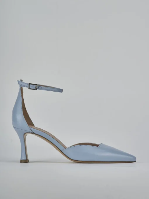 Décolleté e slingback tacco 8cm pelle azzurro