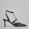 Décolleté e slingback tacco 8cm pelle nero