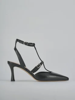 Décolleté e slingback tacco 8cm pelle nero