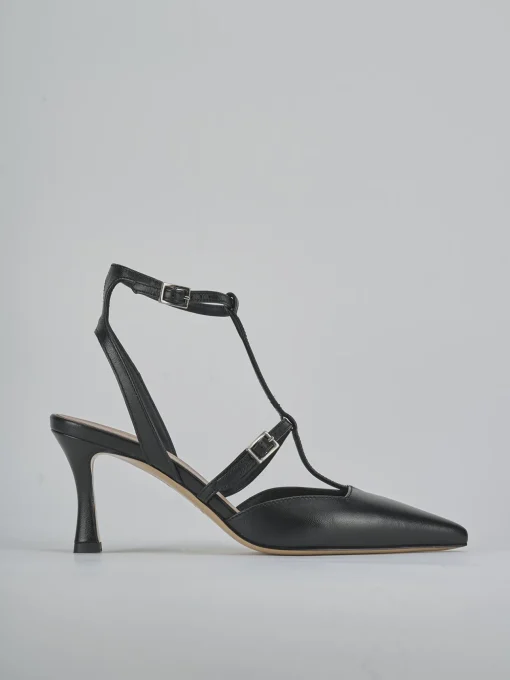 Décolleté e slingback tacco 8cm pelle nero