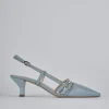 Décolleté e slingback tacco 6cm pelle azzurro