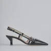 Décolleté e slingback tacco 6cm vernice nero
