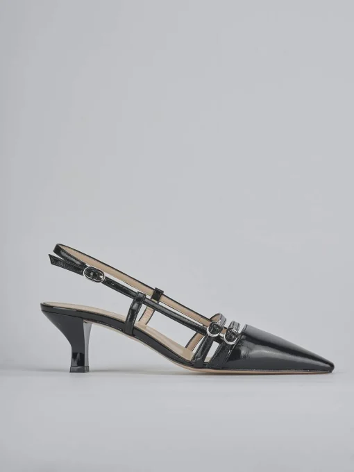Décolleté e slingback tacco 6cm vernice nero