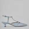 Décolleté e slingback tacco 4cm vernice azzurro