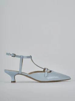 Décolleté e slingback tacco 4cm vernice azzurro