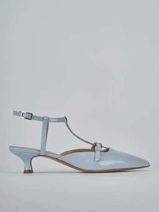 Décolleté e slingback tacco 4cm vernice azzurro
