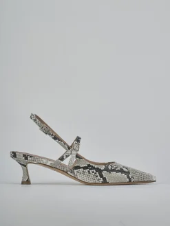 Décolleté e slingback tacco 5cm pitone beige