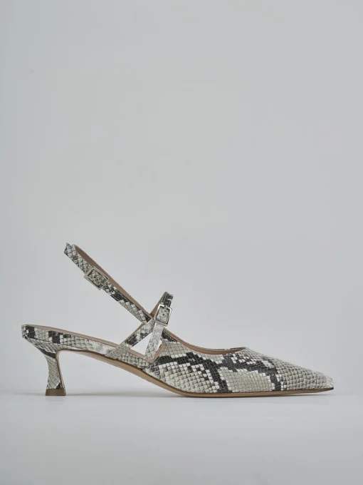 Décolleté e slingback tacco 5cm pitone beige