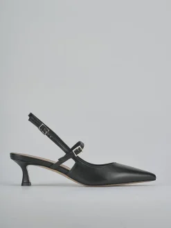 Décolleté e slingback tacco 5cm pelle nero