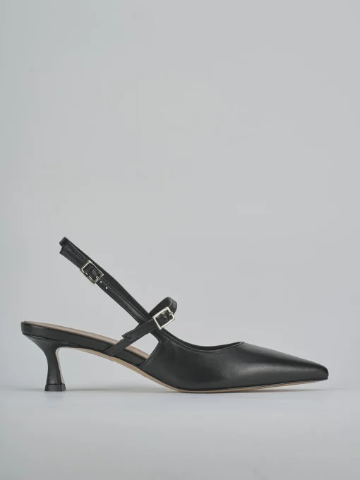 Décolleté e slingback tacco 5cm pelle nero