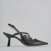 Décolleté e slingback tacco 7cm pelle nero
