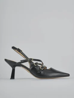 Décolleté e slingback tacco 7cm pelle nero