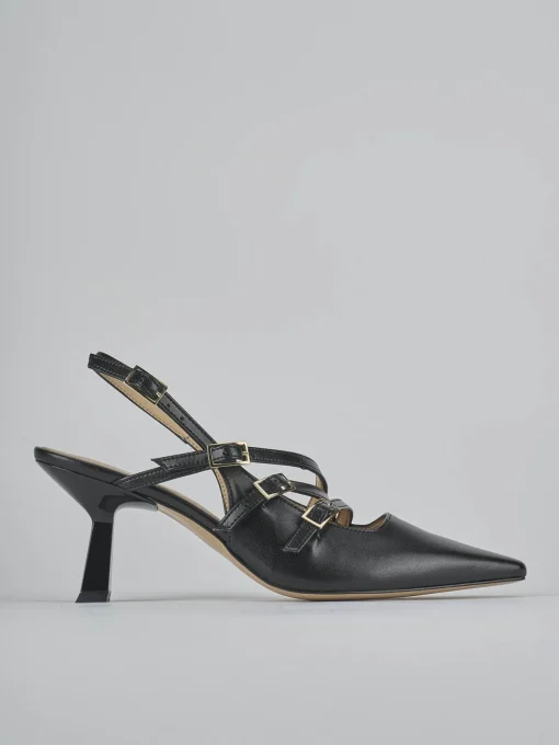 Décolleté e slingback tacco 7cm pelle nero