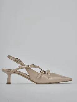 Décolleté e slingback tacco 7cm vernice beige
