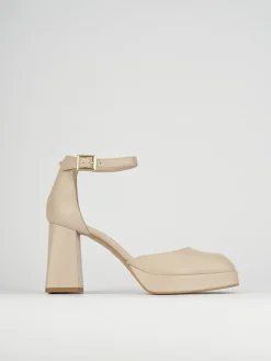 Décolleté e slingback tacco 9cm pelle beige