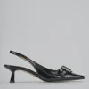 Décolleté e slingback tacco 7cm vernice nero
