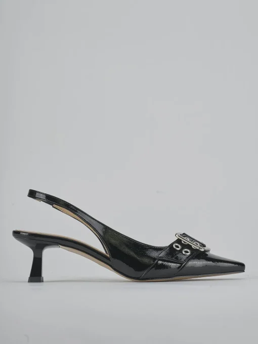 Décolleté e slingback tacco 7cm vernice nero