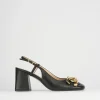Décolleté e slingback tacco 8cm pelle nero