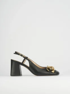 Décolleté e slingback tacco 8cm pelle nero