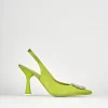 Décolleté e slingback tacco 9cm raso verde