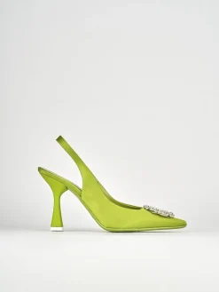 Décolleté e slingback tacco 9cm raso verde