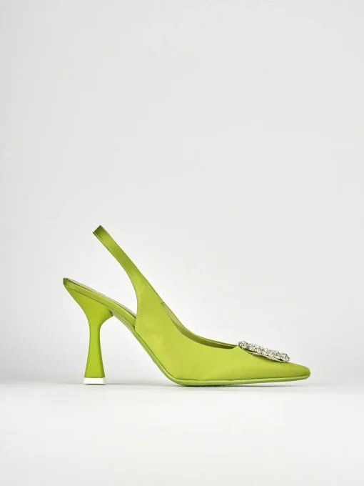 Décolleté e slingback tacco 9cm raso verde