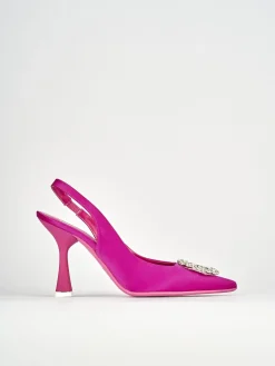 Décolleté e slingback tacco 9cm raso rosa
