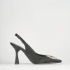 Décolleté e slingback tacco 9cm raso nero