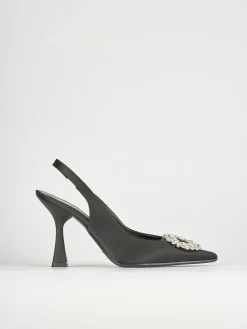 Décolleté e slingback tacco 9cm raso nero