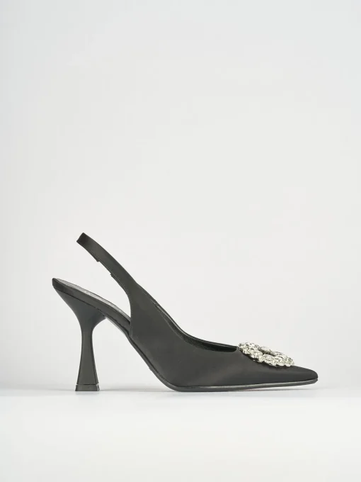 Décolleté e slingback tacco 9cm raso nero
