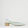 Décolleté e slingback tacco 4cm vernice azzurro