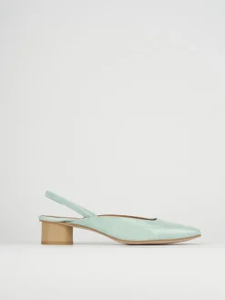 Décolleté e slingback tacco 4cm vernice azzurro