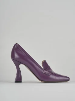 Décolleté e slingback tacco 9cm pelle viola