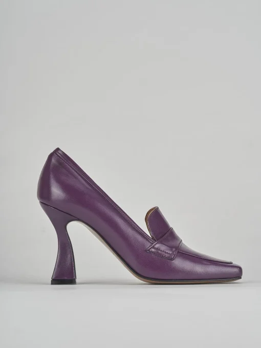 Décolleté e slingback tacco 9cm pelle viola