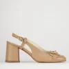 Décolleté e slingback tacco 6cm pelle marrone