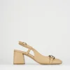 Décolleté e slingback tacco 6cm pelle marrone
