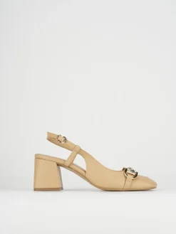 Décolleté e slingback tacco 6cm pelle marrone