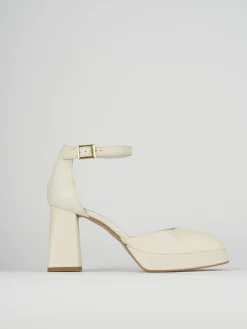 Décolleté e slingback tacco 9cm pelle bianco