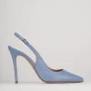 Décolleté e slingback tacco 11cm pelle azzurro