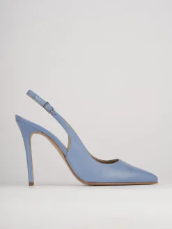 Décolleté e slingback tacco 11cm pelle azzurro