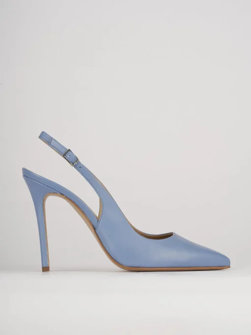 Décolleté e slingback tacco 11cm pelle azzurro