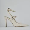 Décolleté e slingback tacco 9cm vernice bianco