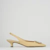 Décolleté e slingback tacco 5cm pelle beige