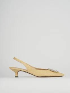 Décolleté e slingback tacco 5cm pelle beige