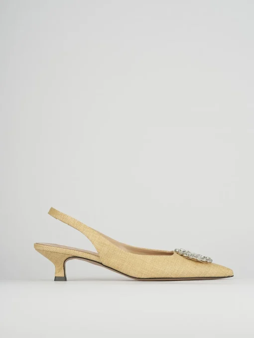 Décolleté e slingback tacco 5cm pelle beige
