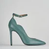Décolleté e slingback tacco 10cm pelle verde