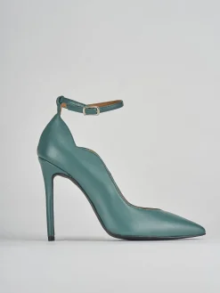 Décolleté e slingback tacco 10cm pelle verde