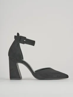 Décolleté e slingback tacco 9cm camoscio nero