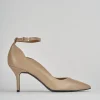 Décolleté e slingback tacco 7cm pelle marrone
