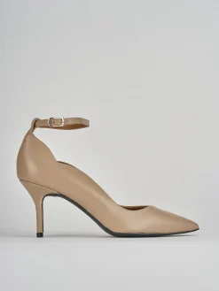 Décolleté e slingback tacco 7cm pelle marrone